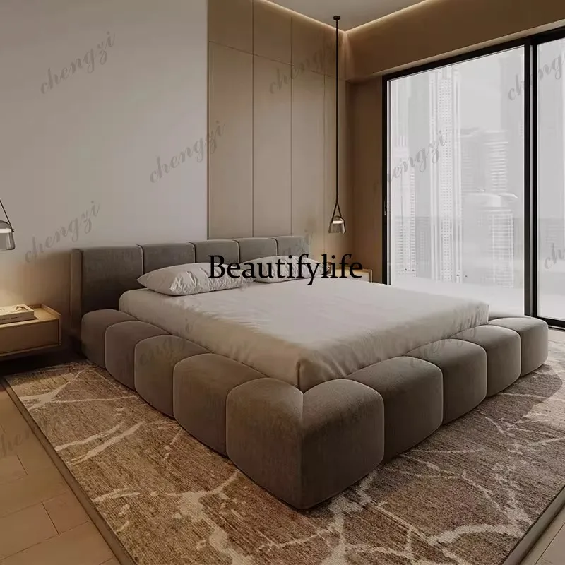 

Gray Heavy Double Bed Elegant Normal European Frame Adults Double Bed Modern Luxury Metal Cama Matrimonial Furniture Home