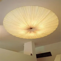Wabi Sabi Led Fabric Ceiling Light Round Flying Saucer Lamp Living Room Dining Room Pleated Lamp Bedroom Restaurant Hanging Lamp