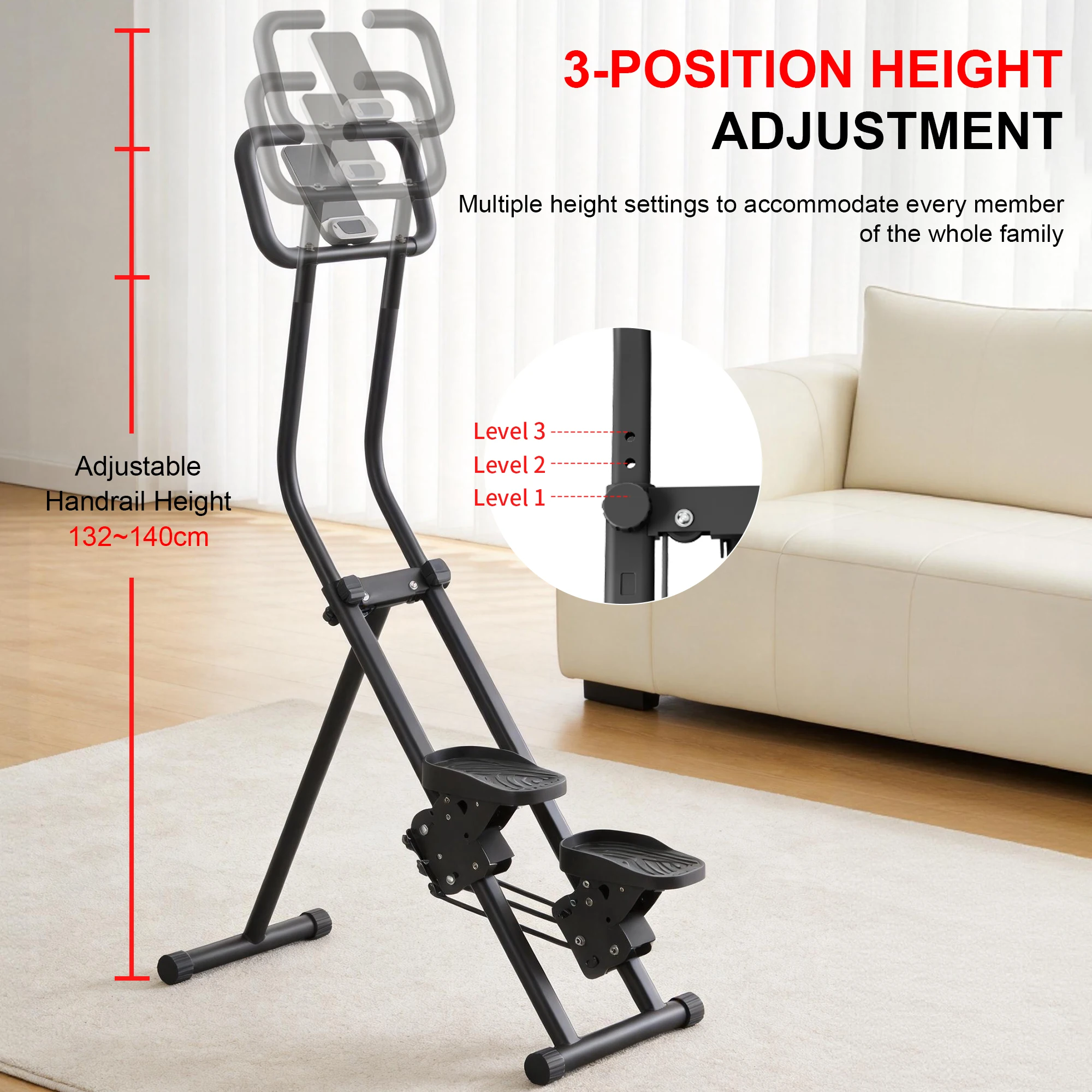 Manufacturer Stair Stepper Upgrade Climber Machine with Adjustable Handlebar Cardio Stair Climber Workout Machine