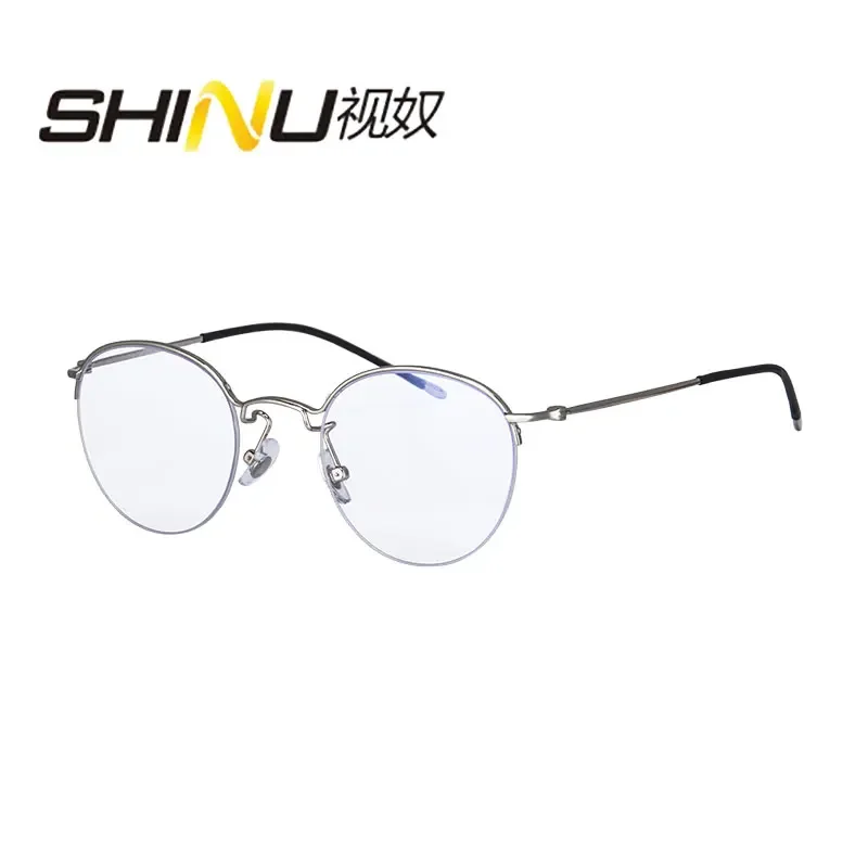 

SHINU Reading Glasses Women Men Retro Half Frame prescription glasses progressive myopia glasses multifocal metal frame custom