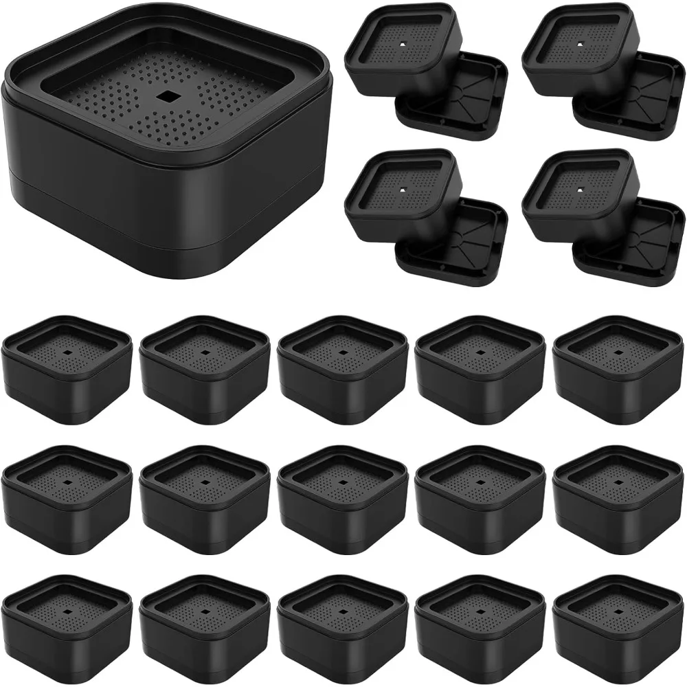 

20 Pack Stackable Furniture Risers, 1.38 Bed Risers Desk Leg Risers, Black Stackable Square Bed Lifts Risers, Heavy Duty Square