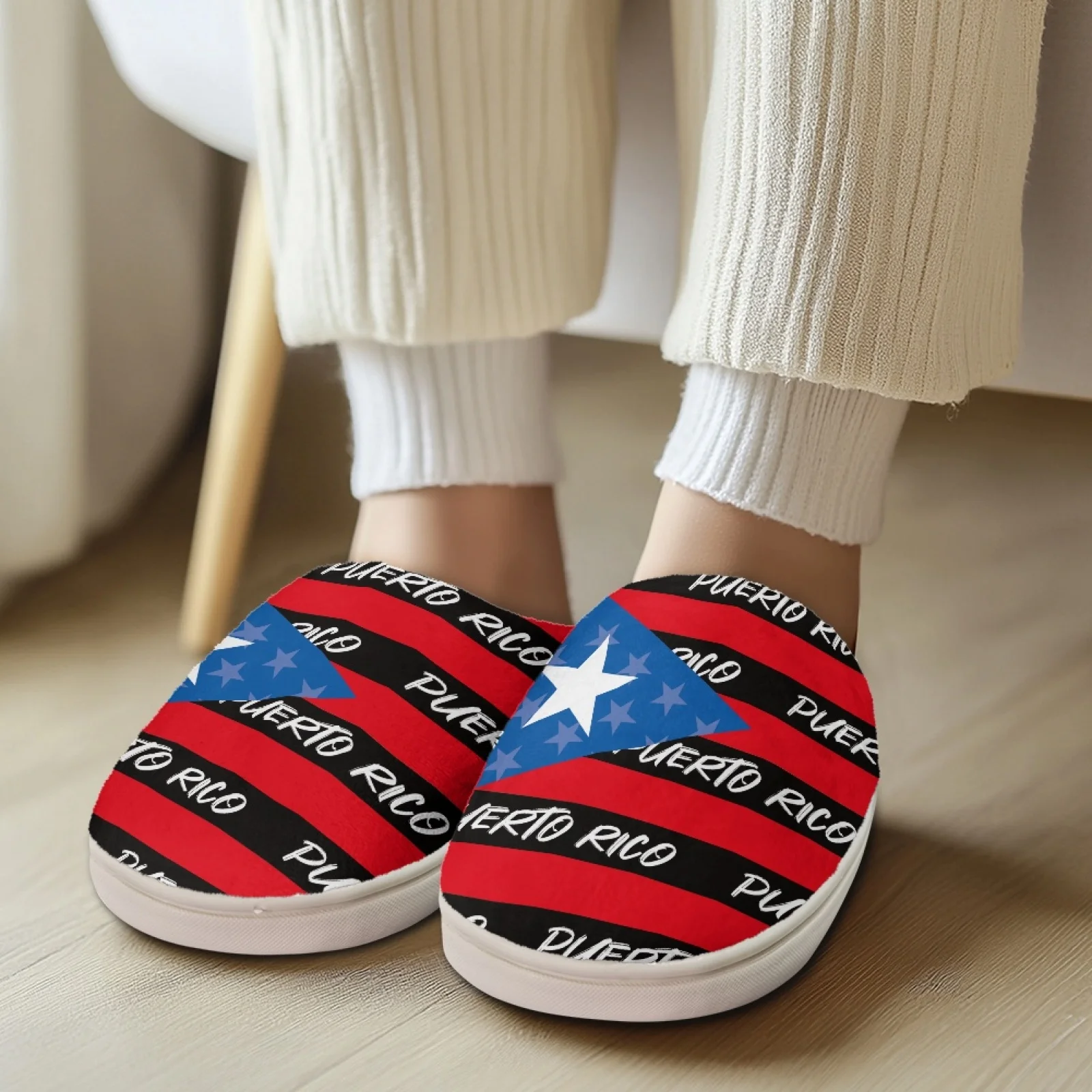 PENSTROLL Puerto Rico Flag House Shoes That Don't Rub Top Of Foot Travel Shoes for Spa Nurses Home Shoes Comfortable