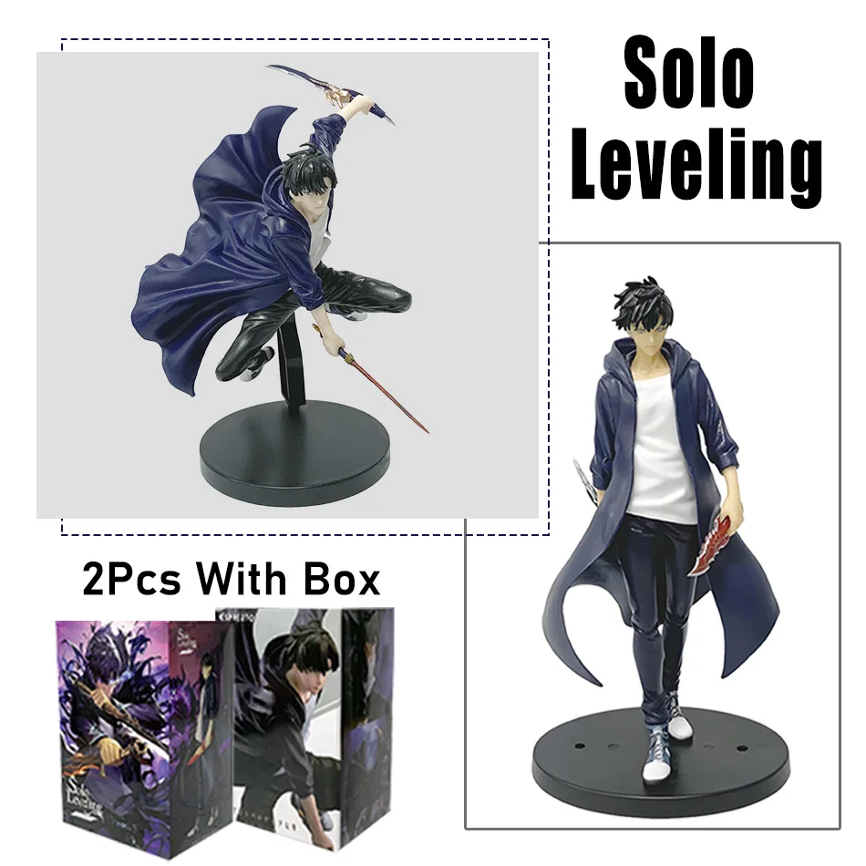 재고 있음 솔로 레벨링 (애니메이션 버전) 피규어 - 성진우 액션 피규어 21cm PVC 수집 모델 피규어 디스플레이 애니메이션 상품