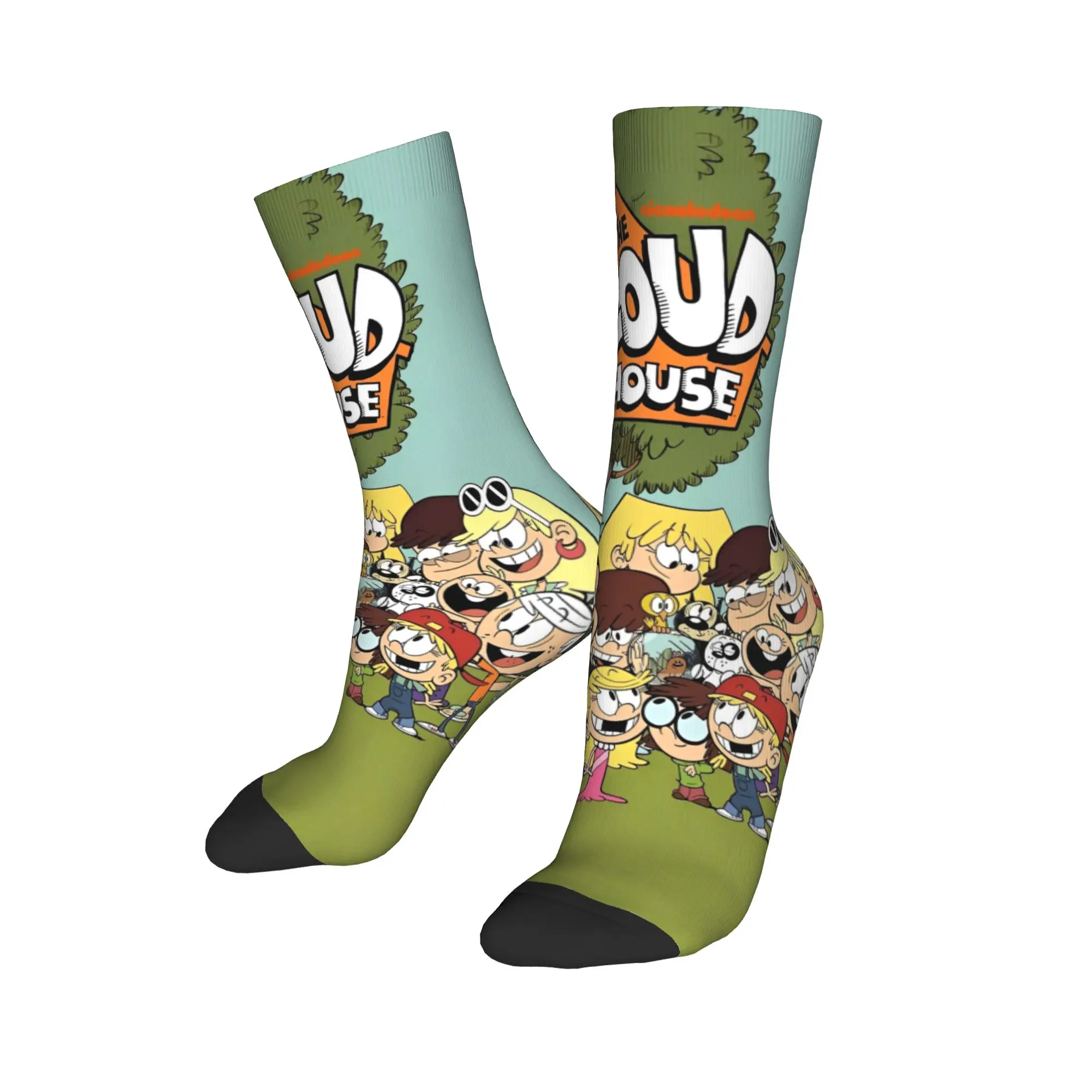 L-Loud Houses Family Cartoon Socks  Design Stockings Non-Slip Unisex Men Socks Comfortable Autumn Gothic Outdoor Socks