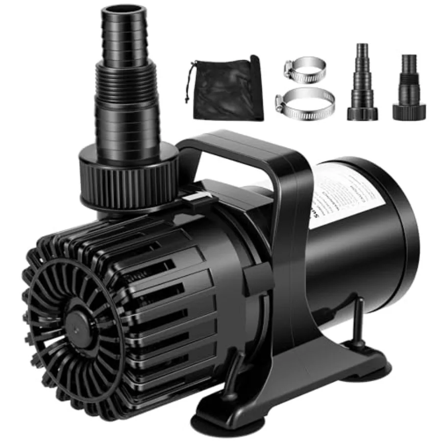

Waterfall Fountains Fish Tank Pond Submersible Water Pump, 120W 2700GPH, 180 Adjustable Outlet, 15.1ft High Lift, Stainless Ste