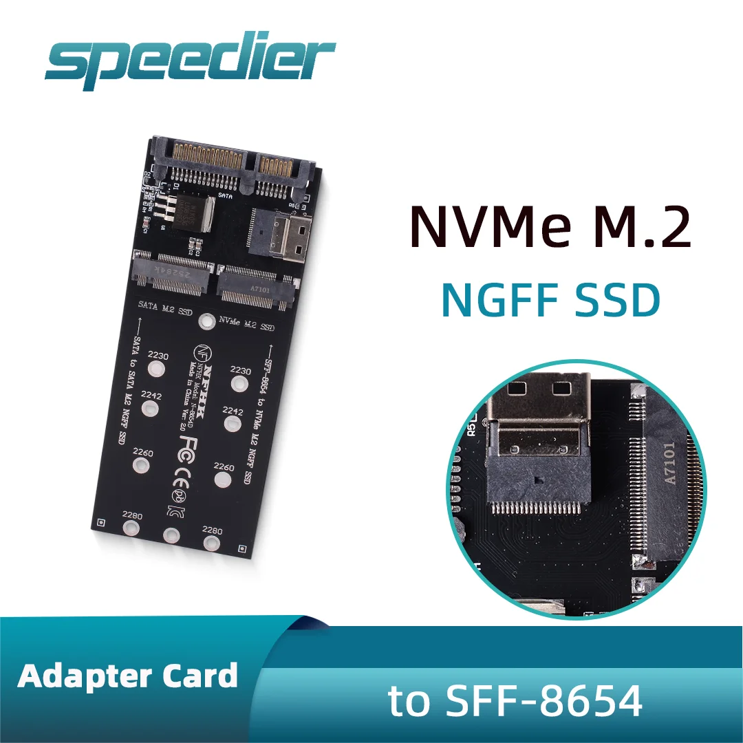 

NVMe M.2 NGFF SSD To SFF-8654 Adapter Card SATA M.2 SSD To SATA , Sff8654