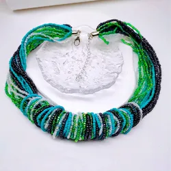 Bohemian Handmade Beaded Multilayer Necklace Fashion Colorful Rice Bead Collar European&American Exaggerated Jewelry Accessories