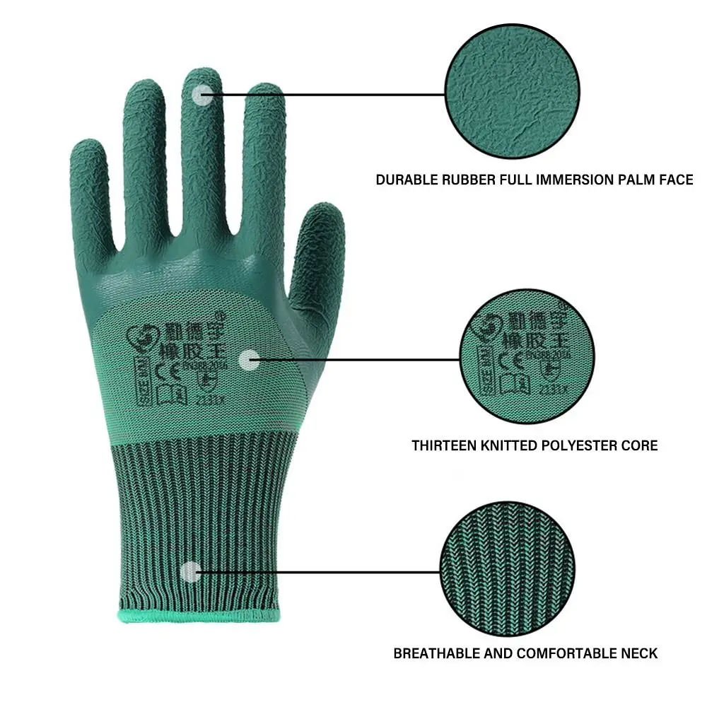 13 Needles Rubber Coating Work Gloves Multicolor Dacron Elastic Mittens Breathable Stretchable Dipped Work Gloves