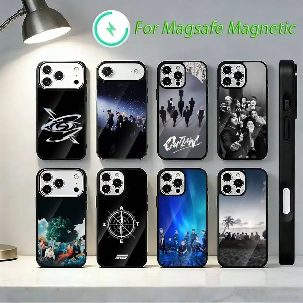 

Hot J-ATEEZ Kpop Phone Case For iPhone 14,16,15,13,17,12,Plus,Pro,Max Magnetic For Magsafe Frosted Cover