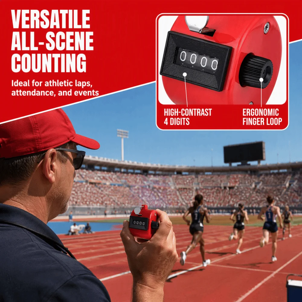 4 Digit Number Mechanical Hand Tally Counter No Batteries Required Tally Counter Clicker Pitch Counter Clicker for Coaching