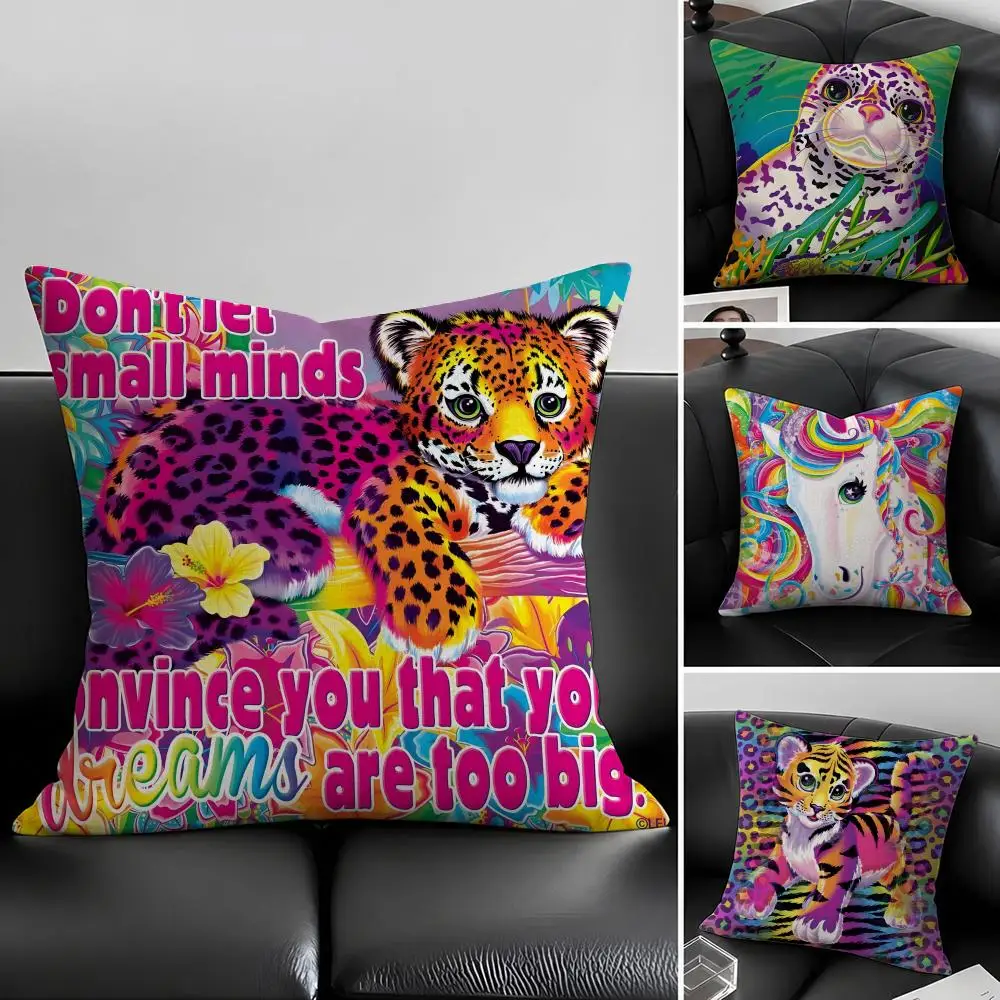Art Lisa Frank Cushion Cover Natural Linen Pillowcase Set, All-in-One Decor for Sofa, Bedroom & Chair