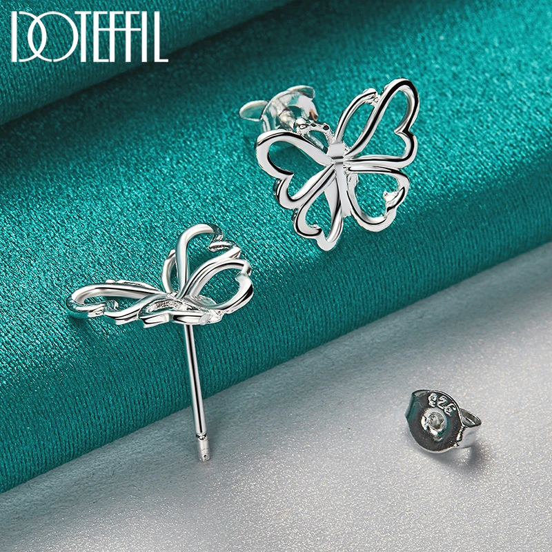 DOTEFFIL 925 Sterling Silver Butterfly Stud Earring For Woman Fashion Charm Wedding Engagement Party Jewelry 5