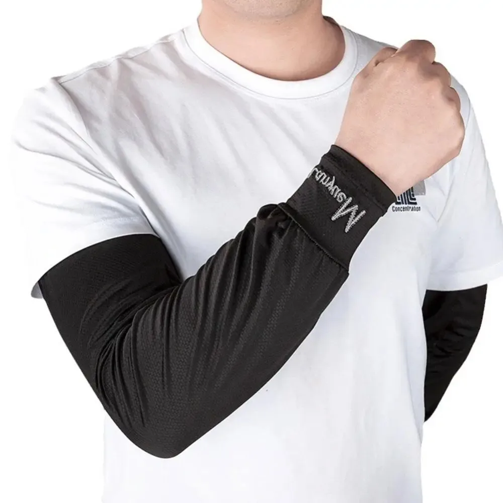 New Ice Silk Arm Sleeves UV Protection Breathable Sunscreen Sleeves Loose Large Size Long Arm Glove Outdoor