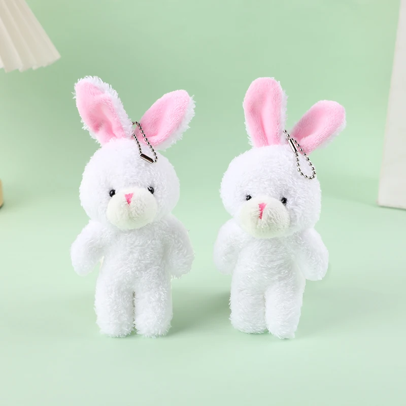 

White Rabbit Pink Earrings With Bead Chain Cute Plush Rabbit Doll Pendant Accessories Bag Clothing Pendant Birthday Gift