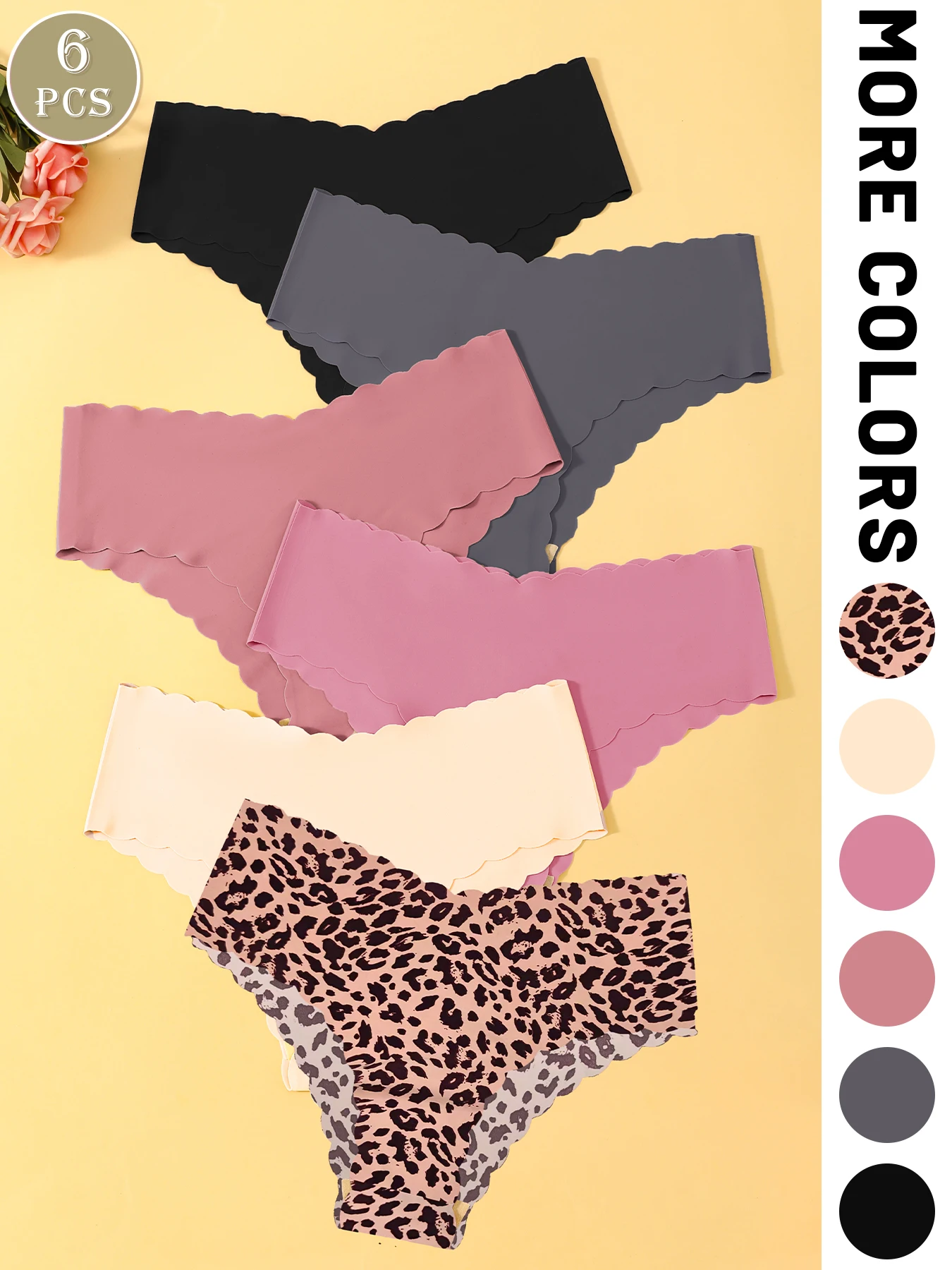 6pcs Women's Comfortable Casual Triangle Panties, Simple For Daily Wear