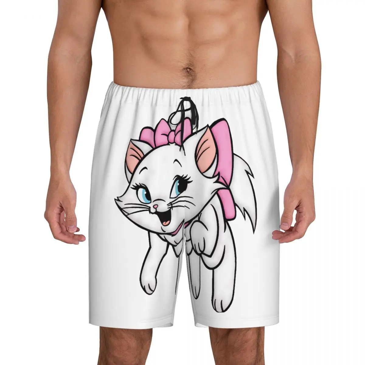 

Men Aristocats Animation Marie Cat Pajama Shorts Custom Printed Sleep Pjs Sleepwear Bottoms with Pockets