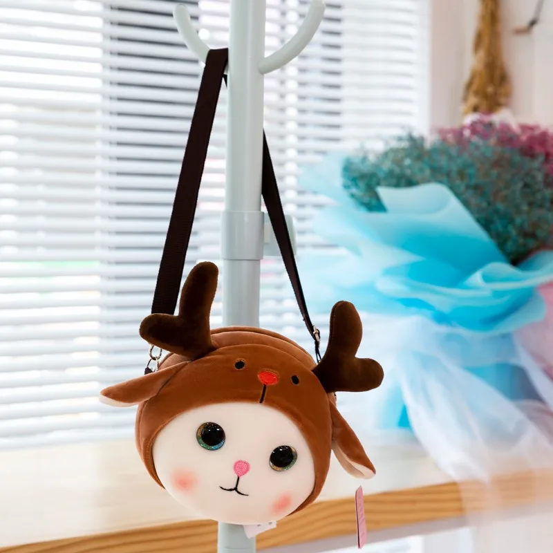 Cute Soft Plush Children's Shoulder Bag Cartoon Deer Baby Girl Messenger Bag High Quality Kids Handbag Coin Purse Birthday Gift