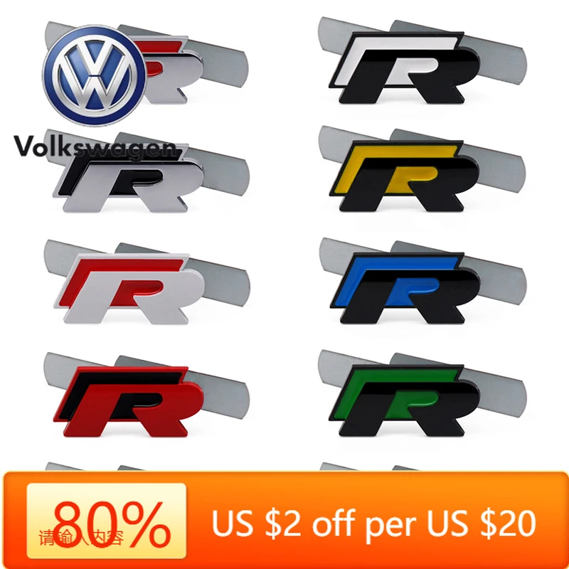 

Горячие эмблемы 3D Металлический R Гриль Эмблема Значок R линия Решетка Наклейки для Volkswagen VW R Rline Bora Golf GTI Polo Tiguan Passat Sagi