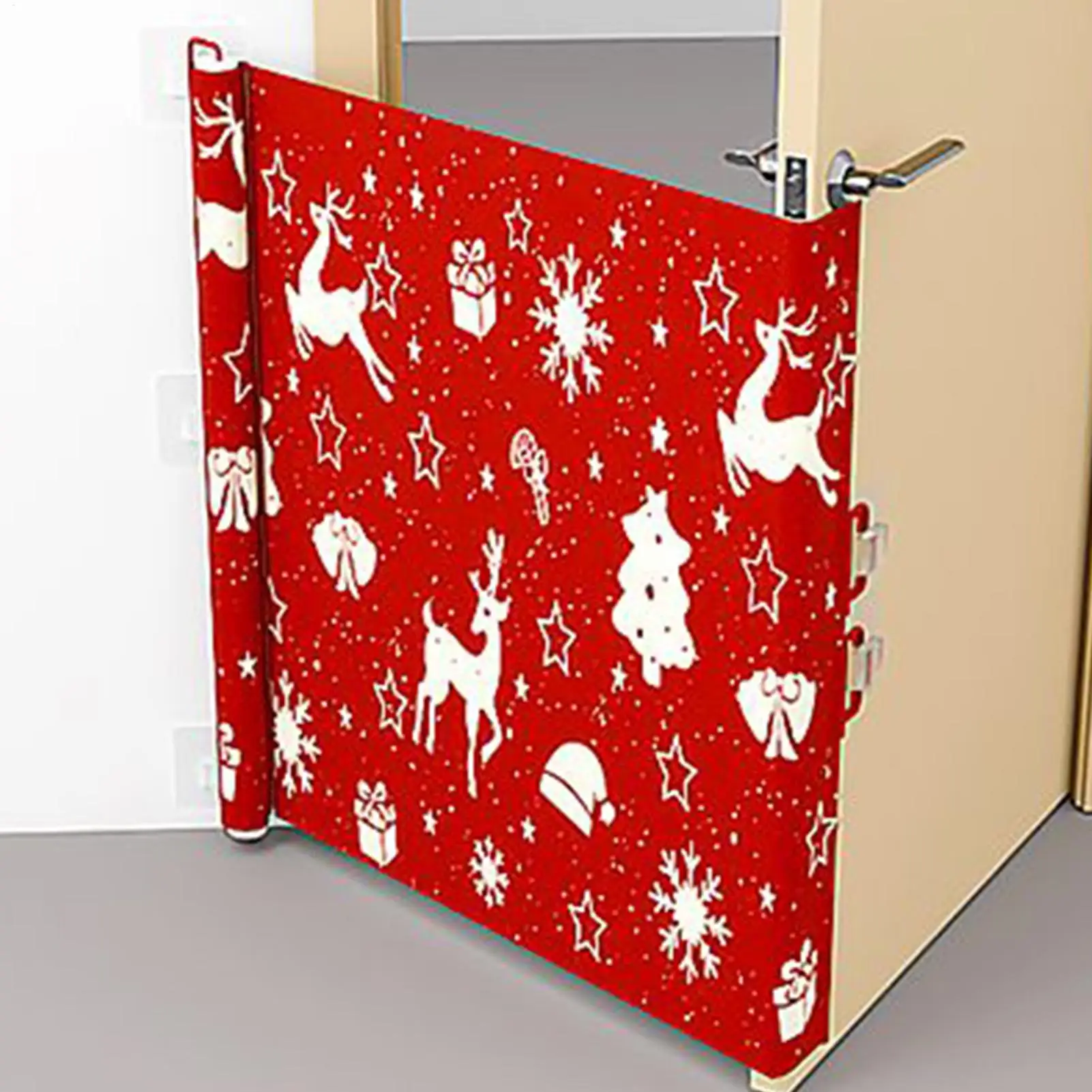 Christmas-themed pet fence with hooks no-drilling Stairway and doorway pet safety gate Inside Cat Doorway Gates