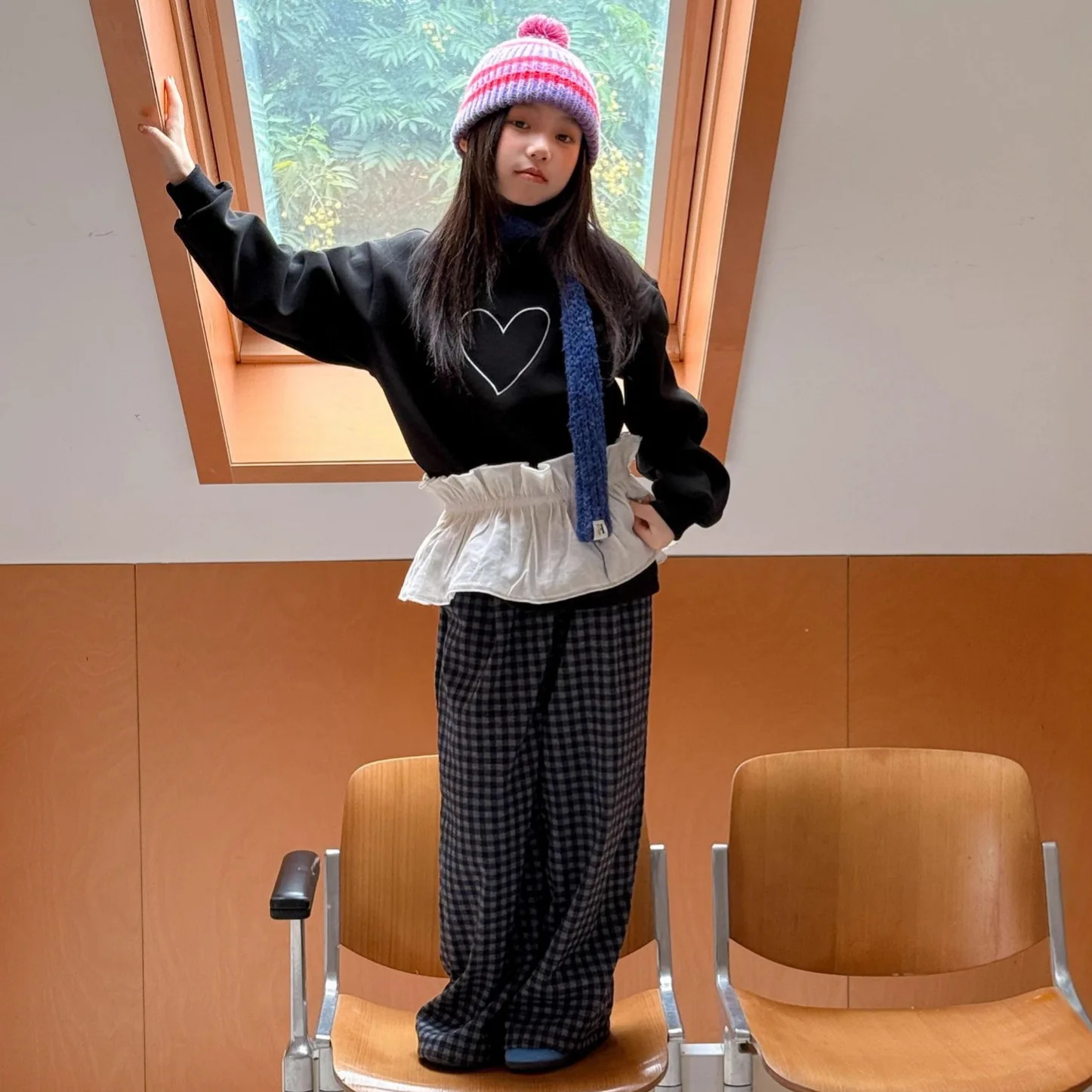 Spring and Autumn Winter Style Girl's Love Letter Long Sleeve T-shirt Women's Treasure Thick Korean Style