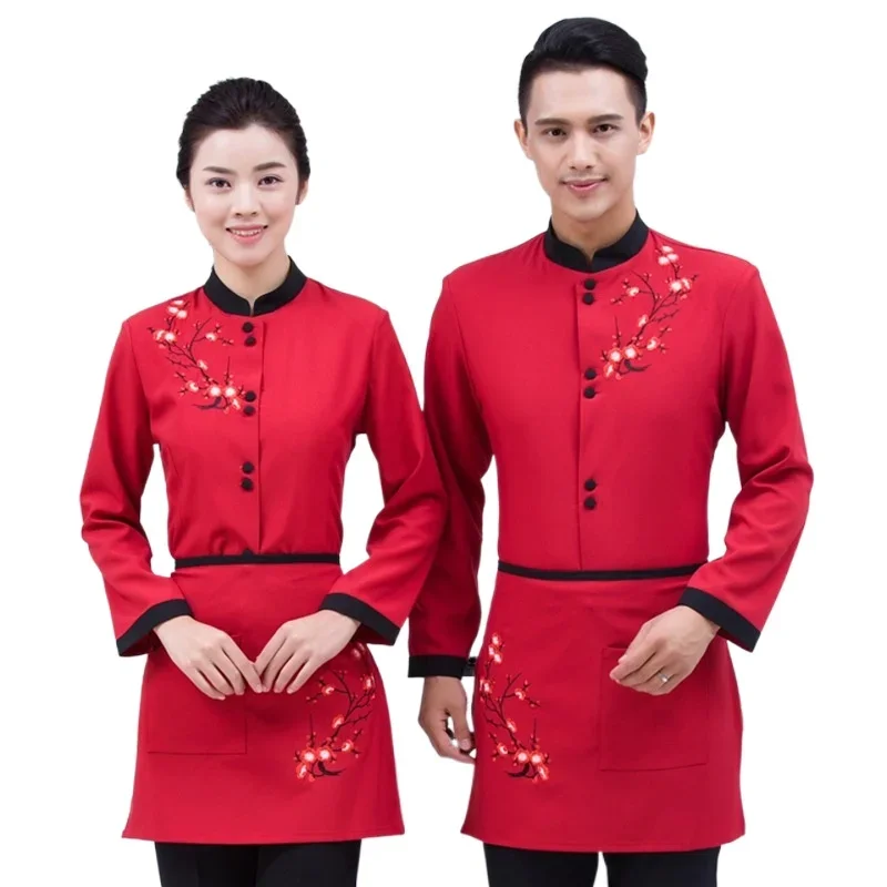 秋と冬のレストラン鍋茶屋ウェイター制服コック服ベーカリー作業服ホテル農家ウェイターオーバーオール