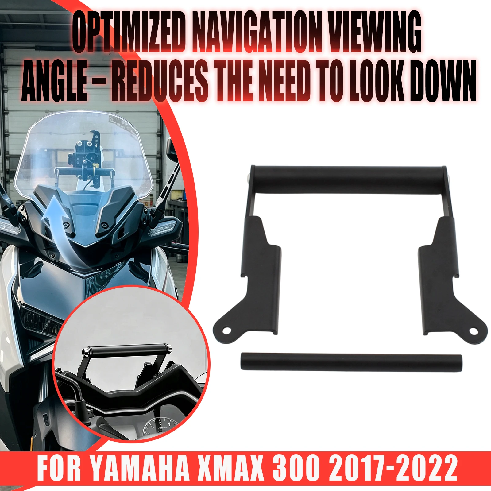 For Yamaha XMAX 300 XMAX300 2017-2025 Motorcycle Navigation Bracket Phone Mount GPS Stand Anti-Vibration Crossbar 12mm 22mm