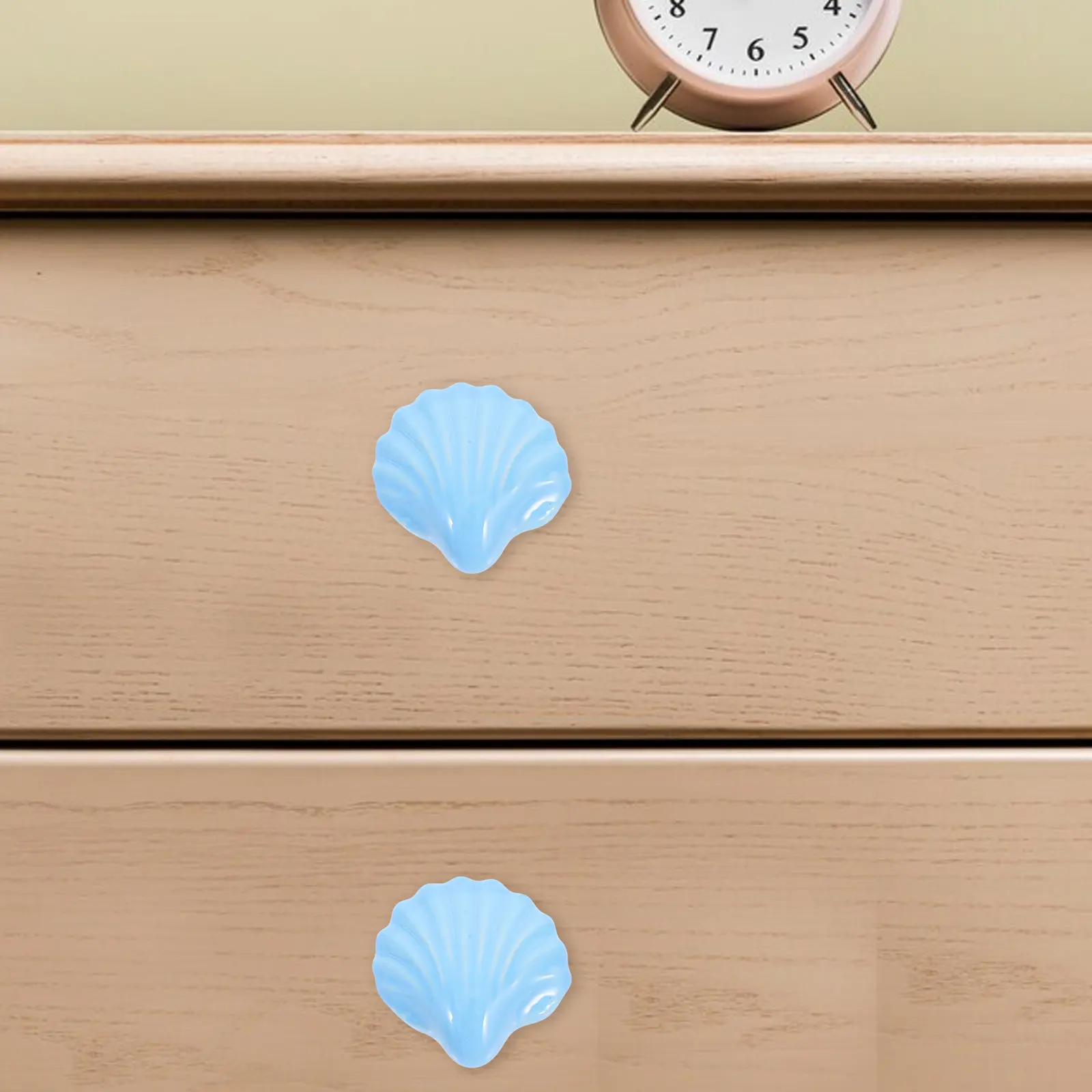 4Pcs Heart Ceramic Cabinet Knobs Wear-Resistant Pull Handles for Drawer Cupboard Wardrobe Door Blue Shell Style Furniture Knobs