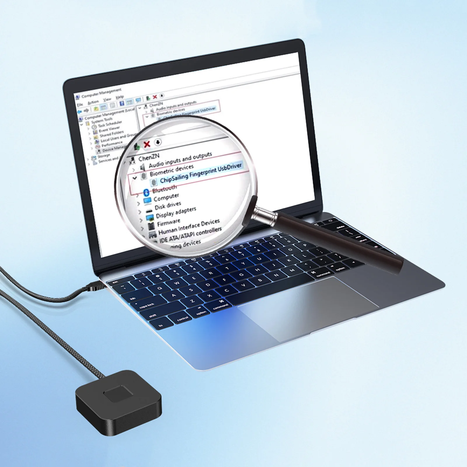 USB Fingerprint Reader with 5ft Cable Portable USB Fingerprint Logger Biometric Fingerprint Login Reader for Windows 10/11