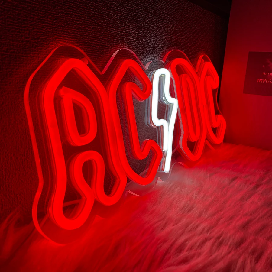 AC_DC Band Neon-LED-Schild – USB-betrieben, perfekt für Musik-Festival-Dekoration, Schlafzimmer, Bar und Club-Wandkunst – ideales Geschenk für Musik