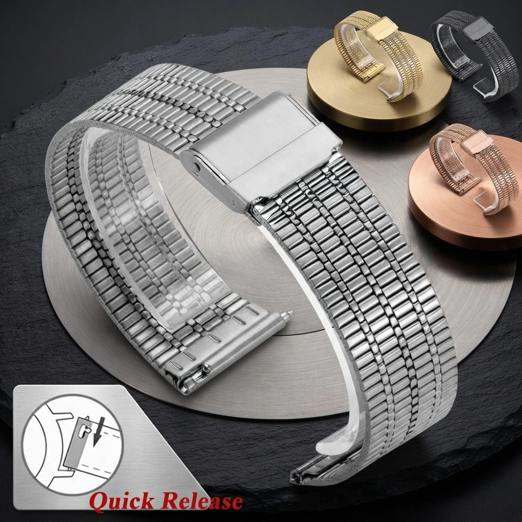 Dünnes, atmungsaktives Edelstahl-Uhrenarmband, 20 mm, 22 mm, mit Schnellverschluss, Metallarmband für Huawei, Damen- und Herrenarmband, Accessoire.