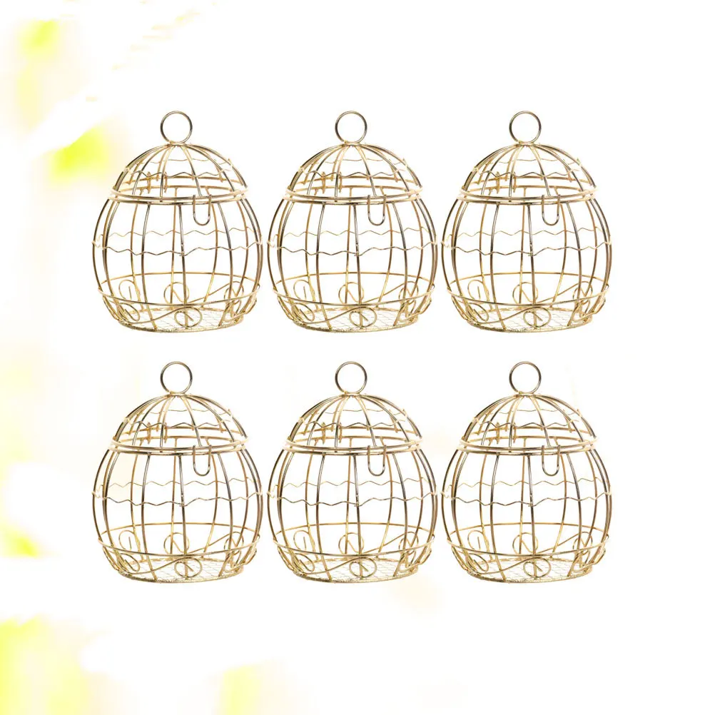 

6Pcs Tinplate Birdcage Shape Candy Containers for Weddings Birthday Parties Fill with Sweets Snacks Golden Display Case