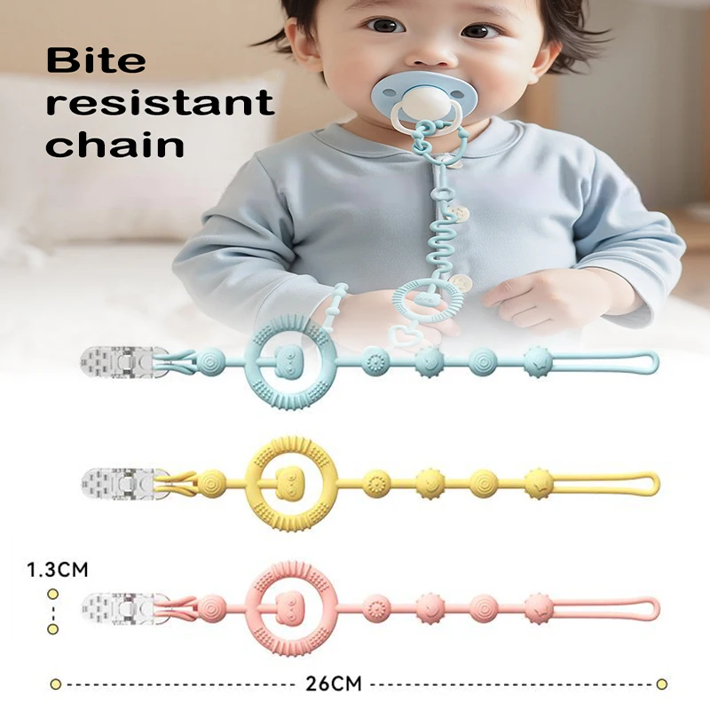 

1Pcs Adjustable Silicone Pacifier Chain Teether Toys Suitable For High Chair Crib Baby Gifts Beige Pacifier Clips Babies
