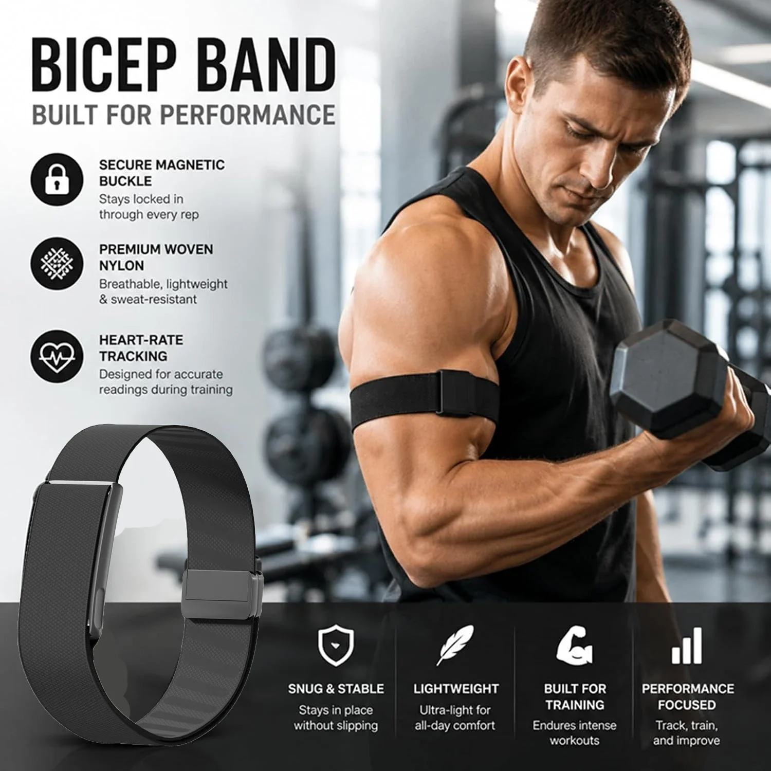 Nylon Bicep Bands Stretchy Adjustable Replacement Strap Magnetic Breathable Sport Arm Band For Whoop 5.0 Strap Accessories
