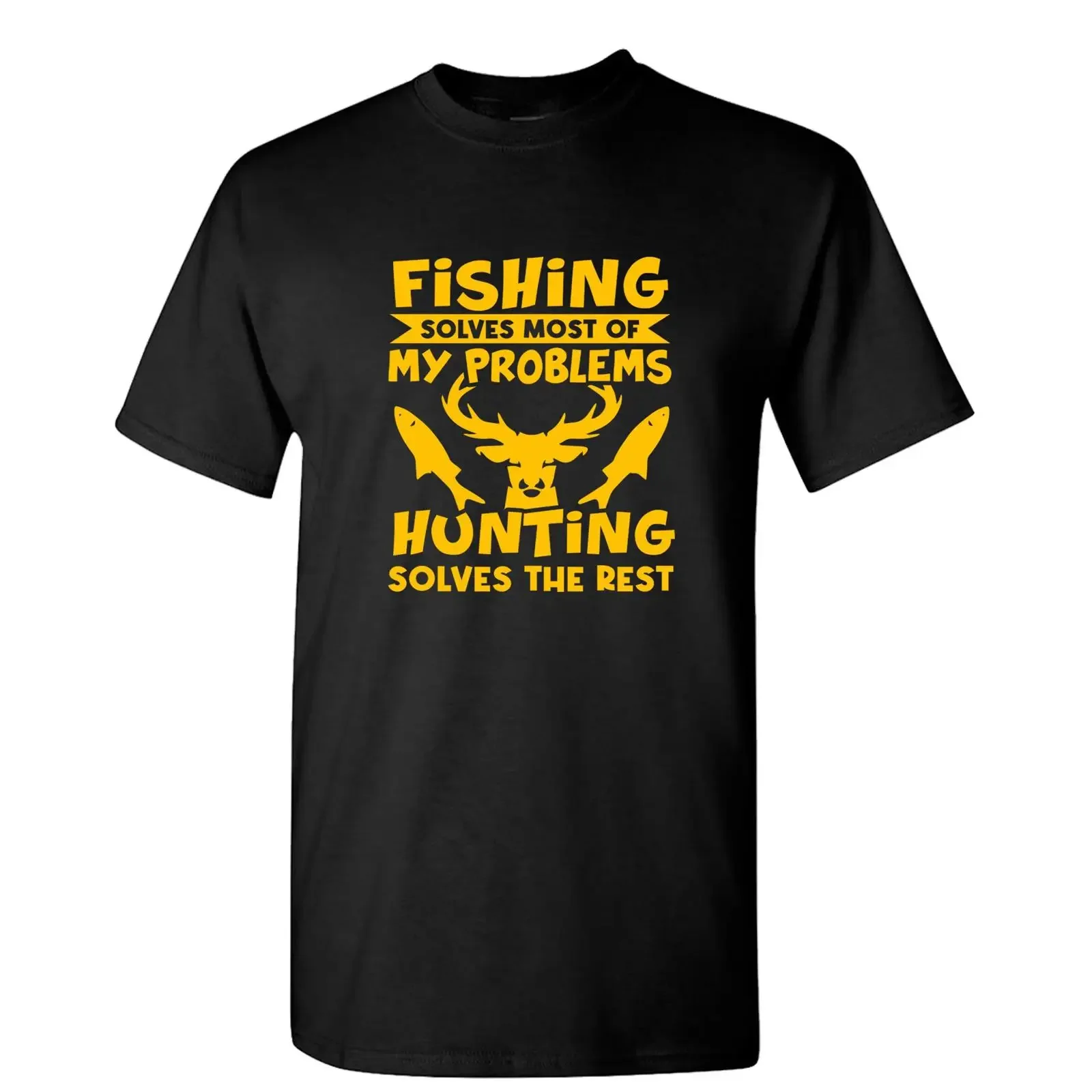 Fishing solves most of my problems hunting the rest t shirt vintage Washed Stylish Breathable graphic homme Stretched