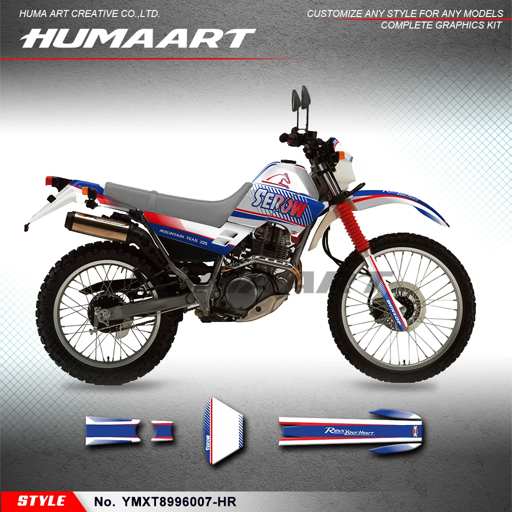 

HUMAART Graphics Kit Sticker Kit for Yamaha XT225 XT 225 Serow 1989-1996 Rebuild, YMXT8996007-HR