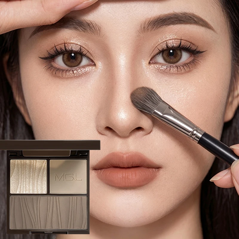 3 Colors Contour Palette, Highlight Bronzer Powder, Nose Shadow & Face Sculpting Makeup