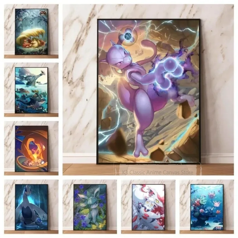 Póster de lienzo de Pokémon de Anime japonés para niños, imagen impresa de Pokémon de Elf de Pikachu, pintura para decoración del hogar, regalo para niños