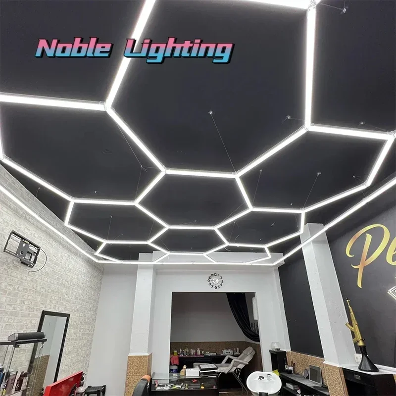 110V-240V Wash Beauty Station Lighting Honeycomb Hexagon Ceiling Lamp Car for Garage Hexagon Led Light for Auto Detailing