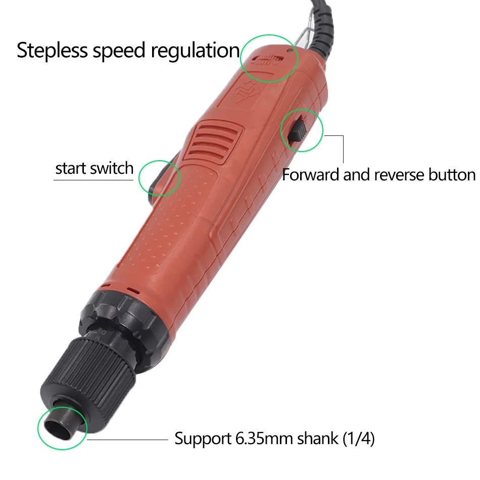 80W high power 1/4 6.35mm electric screwdriver 220V in-line automatic screwdriver hand electric drill electric batch tool