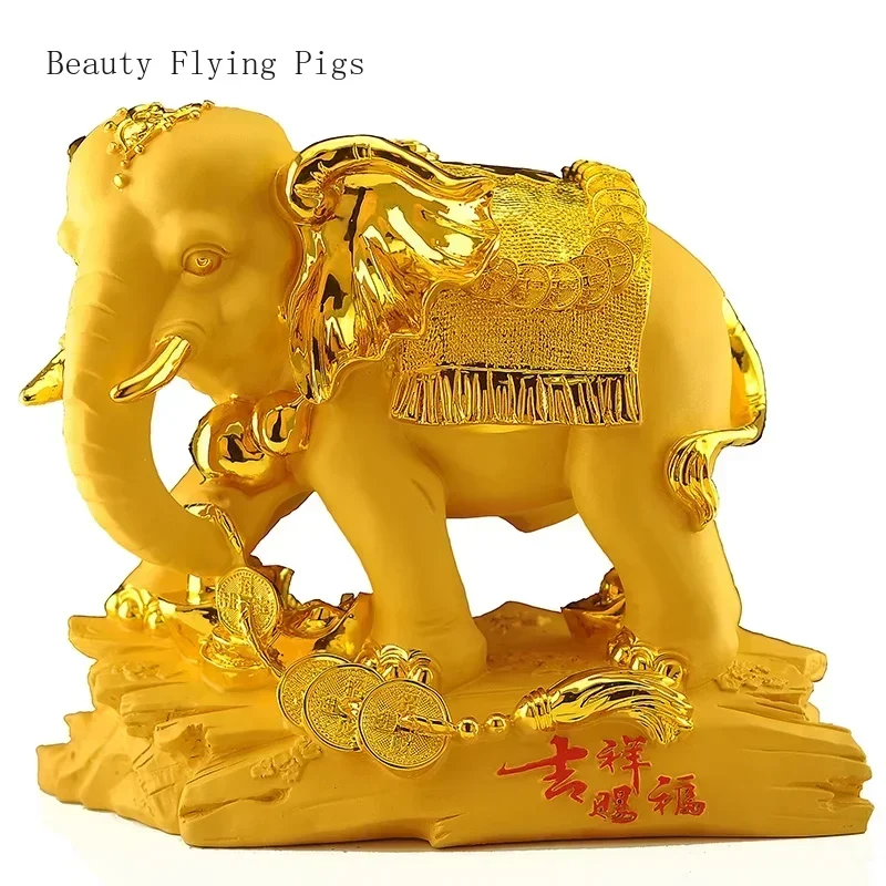 

1PCS resin handmade sand gold elephant ornament home living room office desktop wine cabinet decoration housewarming gift