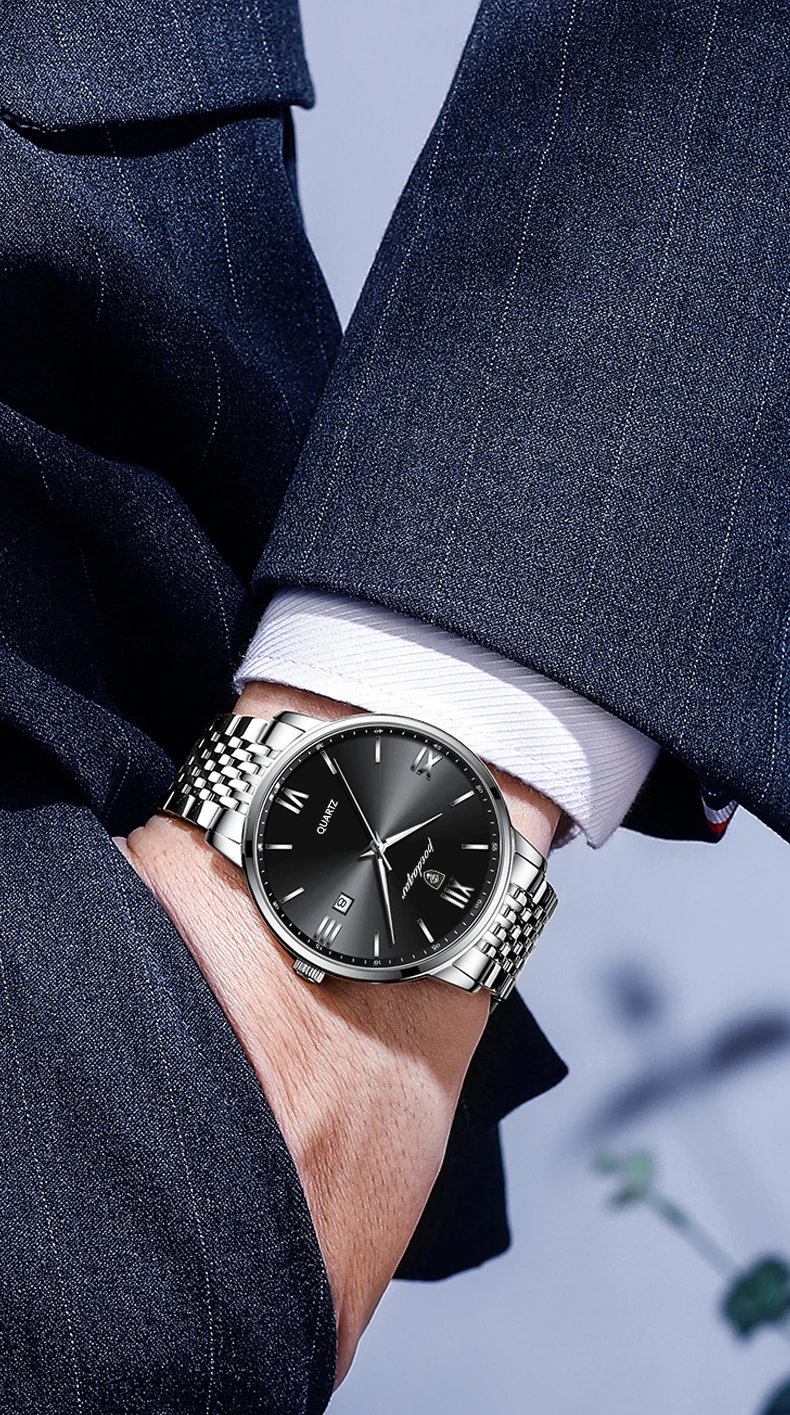 POEDAGAR Luxus Sport herren Armbanduhr Edelstahl Wasserdicht Datum Mann Uhr Hohe Qualität Casual Mode Quarz Männer Uhren – Detail 5