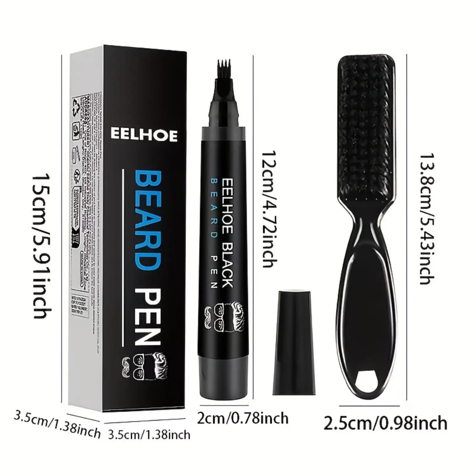 1Set Beard Pen Filler Men Moustache Coloring Pen Beard Coloring Filling Enhancer Black Fiber Hair Beard Stuffing Pen Tool