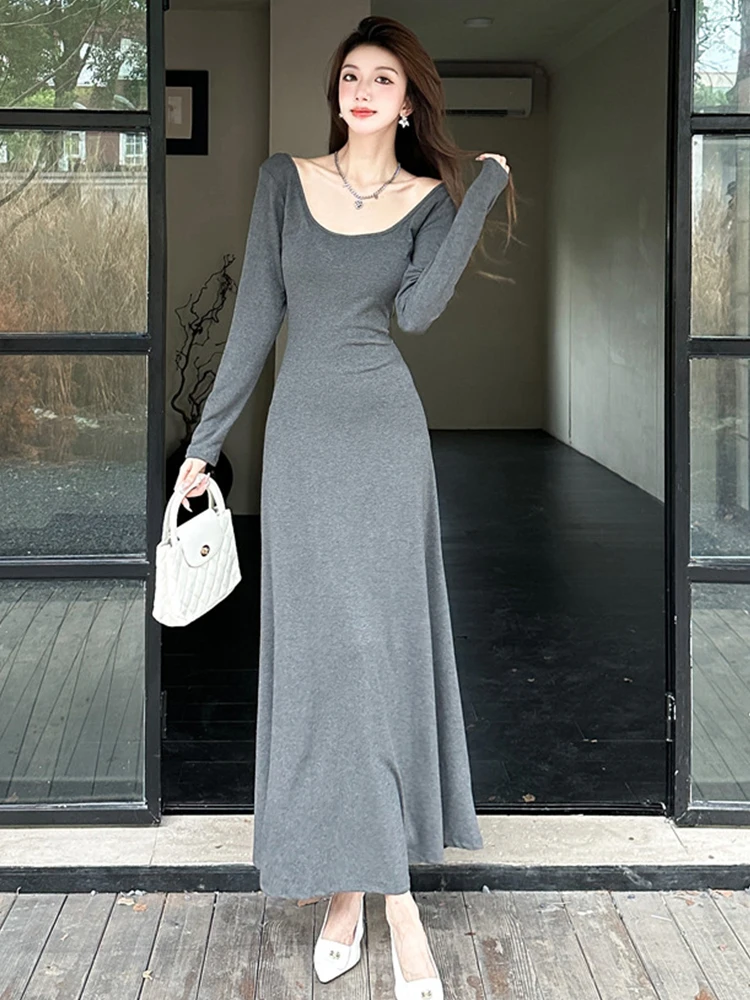 Holiday Casual Long Dress Women Clothes Elegant Chic Hollow Out Backless Swing Maxi Robe Party Prom Vacation Vestidos Spring