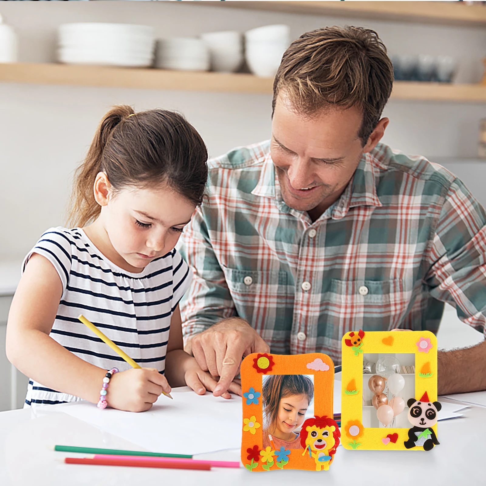 

12Pcs Diy Crafts Picture Frame For Kids Creative Early Education Activity Gift Set Cartoon Desktop Photo Frame Decor