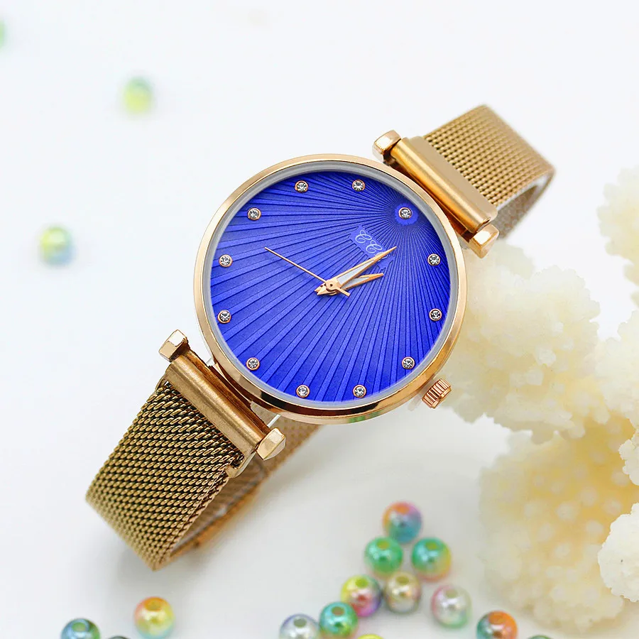 New Stereo Literal Quartz Bracelet Watch Female Jewelry Magnetic Mesh Belt Watches Ladies Clock Luxury Women Dress Wristwatches