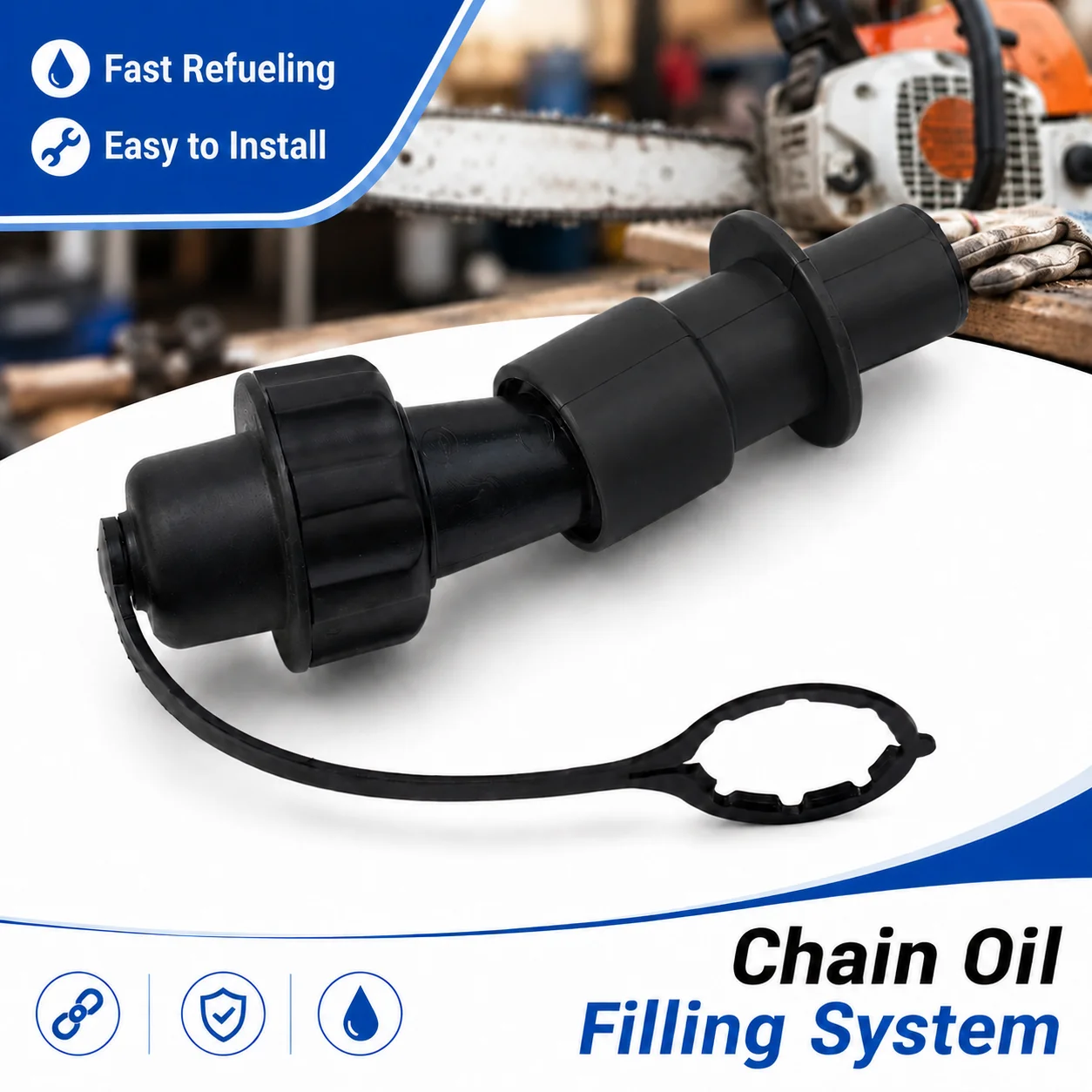 

Chain Oil Filling System 0000 890 5004, Plastic Replacement for STIHL Chainsaws, Chain Refueling Lubrication Tool