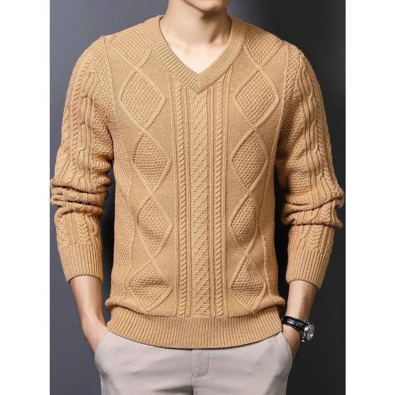 

2024 Autumn and Winter New Men's Knitted Sweater Fashion Warm Sweater Male's Long Sleeve Pullover