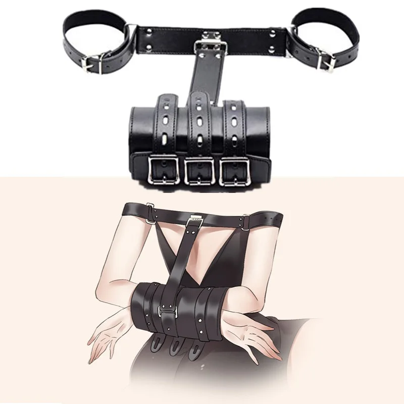 

SM Pu Leather Bondage Wrist Cuffs, Arm Binder Armbinder Restraints ,Arms Behind Back Accessories,Exotic BDSM Women Toys