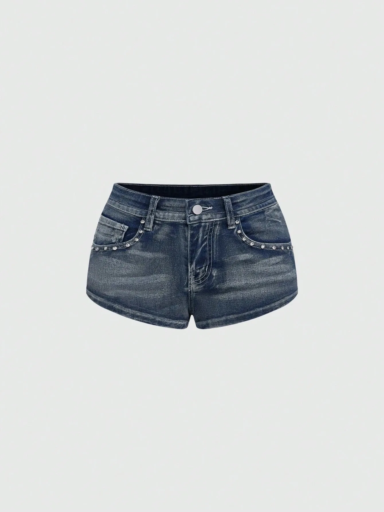 Low Rise Distressed Denim Shorts image 2