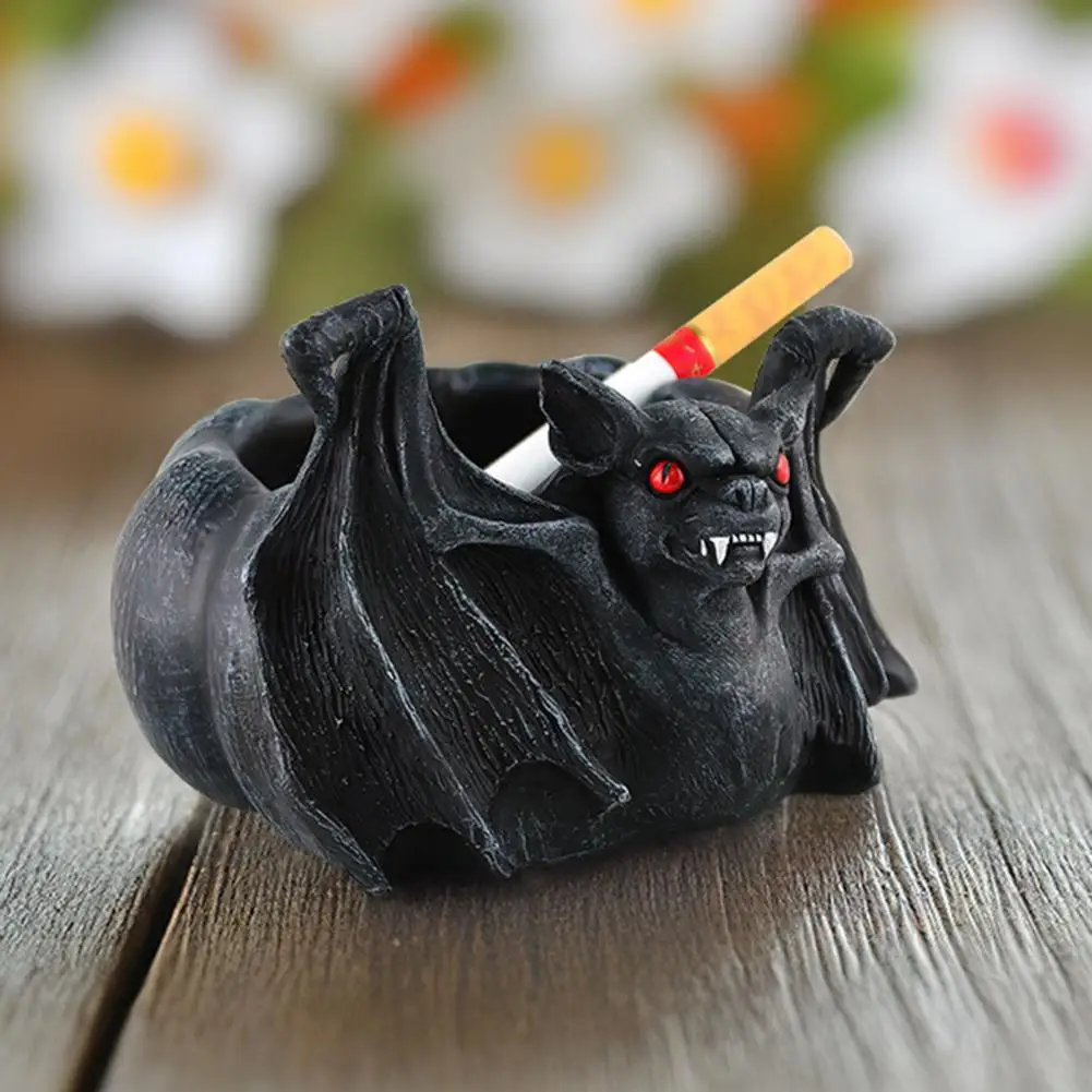 

Halloween Bat Ashtray Spooky Bat Head Ashtray Black Resin Figurine for Halloween Decor Desktop Storage Festive for Festival